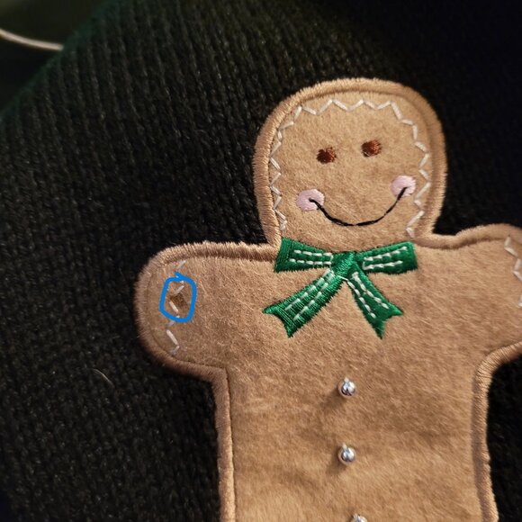 Vintage 90s/Y2K The Quacker Factory Gingerbread cookie holiday cardigan sweater - Picture 8 of 8